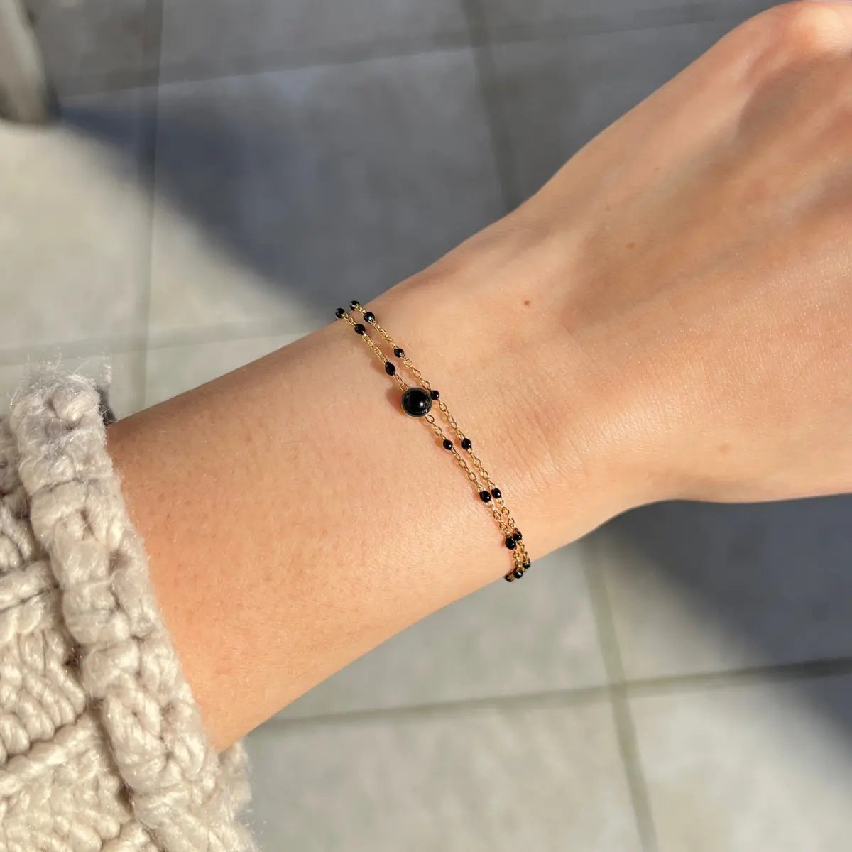 BRACELET DUO AGATE NOIRE NALAYA