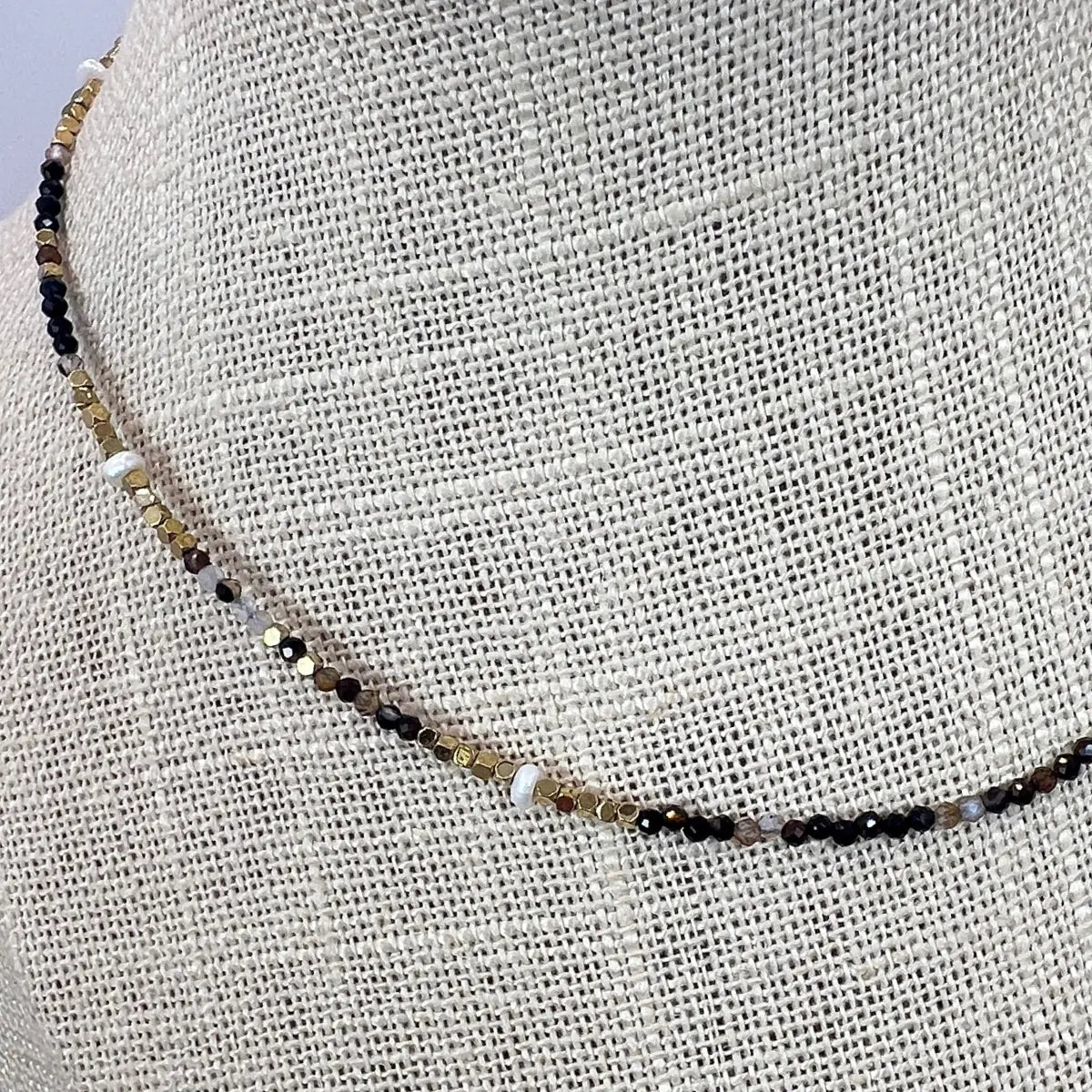 BRACELET 2 TOURS / CHOKER VALENTINA AGATE NOIRE NALAYA