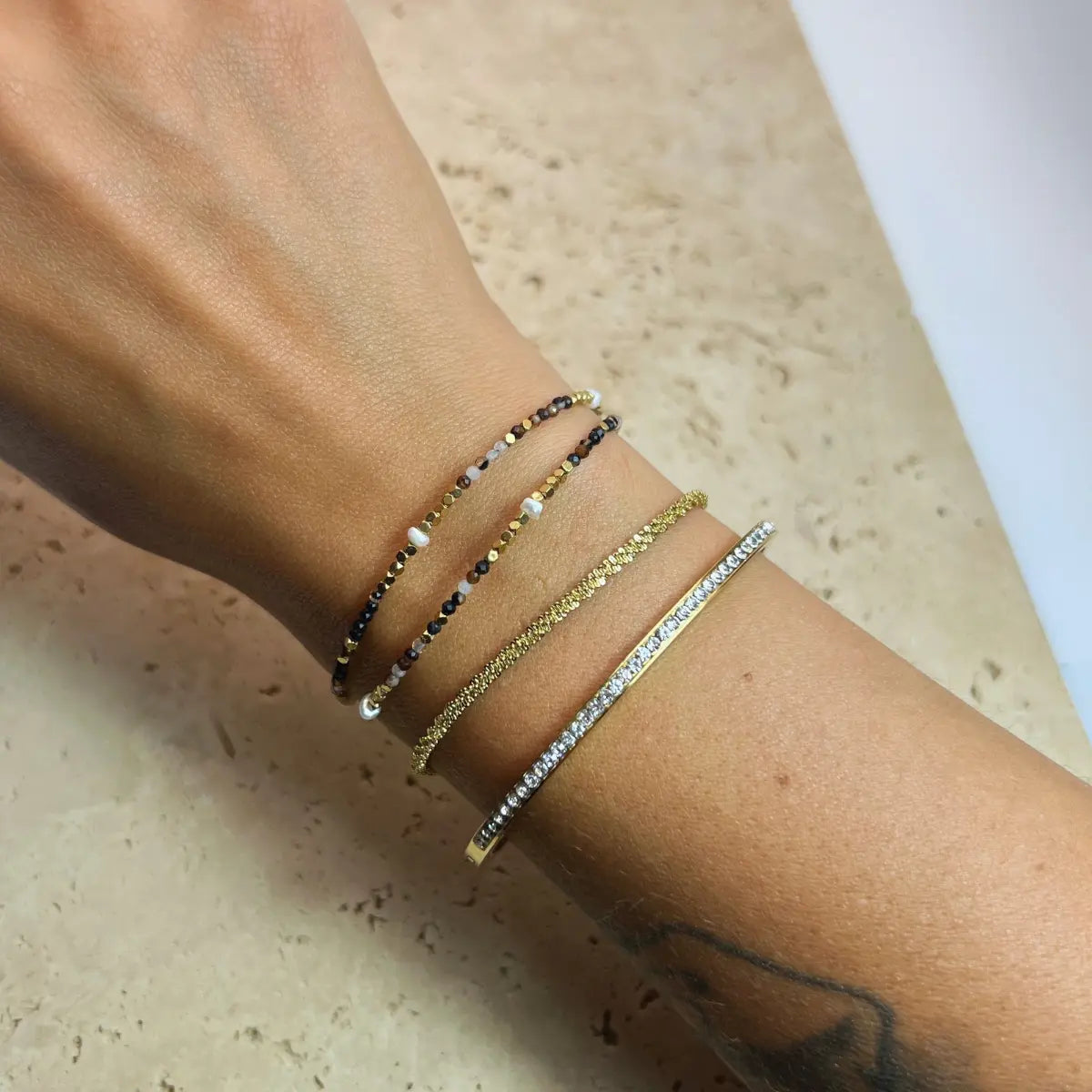 BRACELET 2 TOURS / CHOKER VALENTINA AGATE NOIRE NALAYA