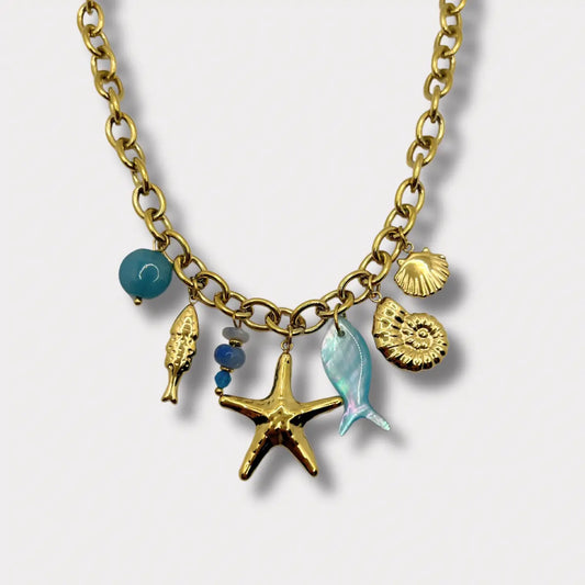 COLLIER MOANA AGATE BLEUE NALAYA