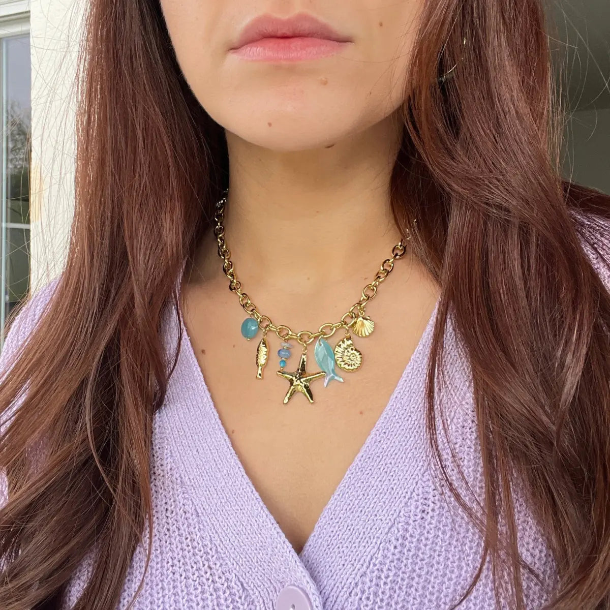 COLLIER MOANA AGATE BLEUE NALAYA
